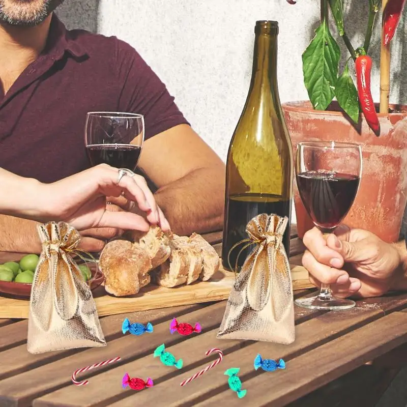 10 шт металлический Фольга органзы чехлов цвета: золотистый серебристый шнурок