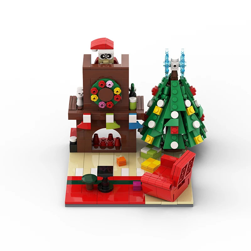 Зимний Снежный дом MOC строительный блок Санта-Клауса снегоход Рождественская