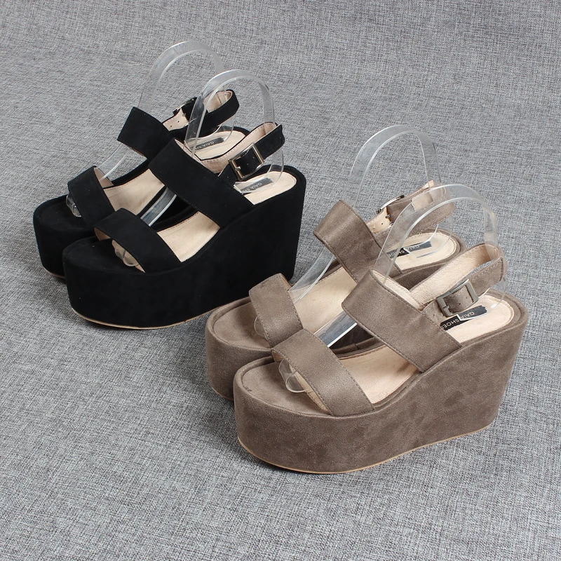 

Open Toe Muffins shoe Velvet Shoes Beige Heeled Sandals Espadrilles Platform Clogs Wedge Large Size Peep Flat Suede Comfort Blac