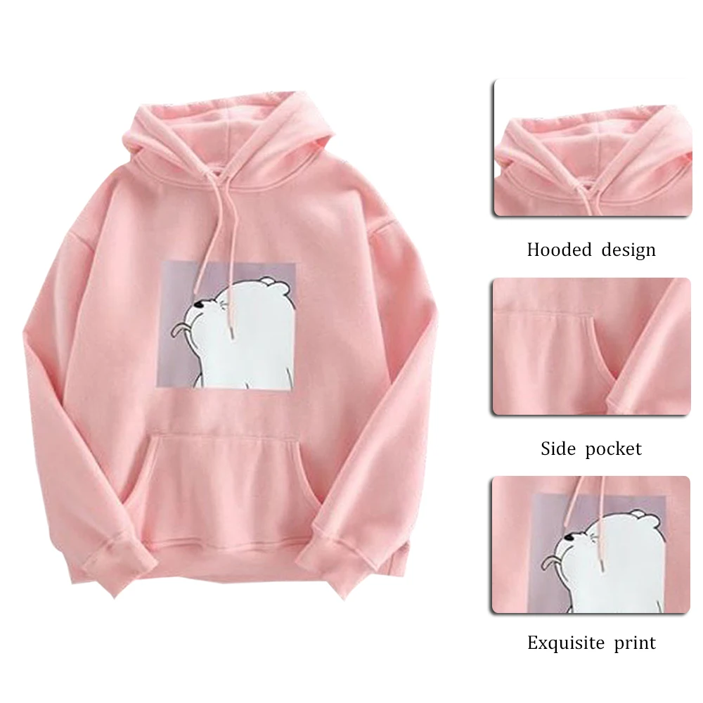 Oversized Print Pocket Sweatshirts Women Hooded Harajuku Autumn Casual Hoodies Ladies Korean Pullovers Loose Long Sleeve Hoody