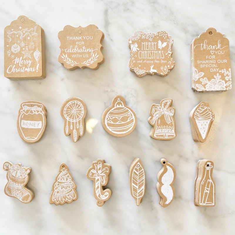 30 шт. бирки для рождественских подарков крафт бумага этикетка Рождественский