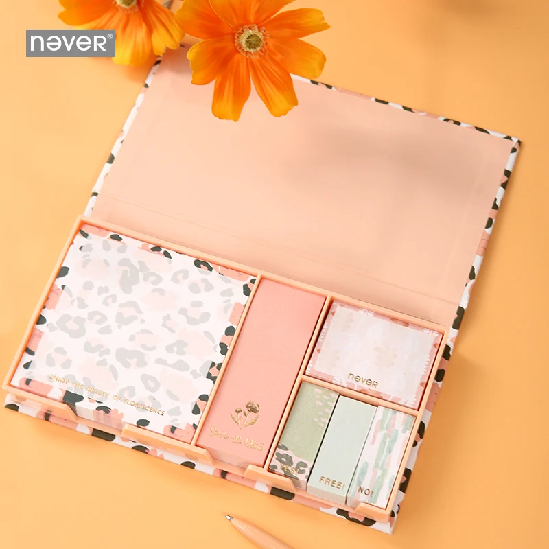 Never Leopard Grain Kawaii Sticky Notes Set Memo Sheets Cute Pad наклейка для планировщика Декоративные