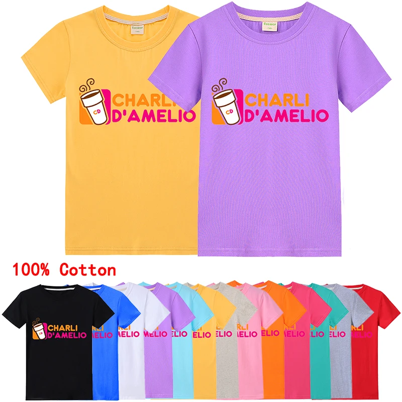 Новинка 2020 г. хлопковые футболки Charli amielio для девочек детские повседневные топы с