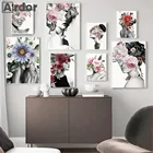 Абстрактная Картина на холсте с изображением Женщины цветка розовая роза бабочка леди плакат модная картина на стену Современные настенные картины для домашнего декора