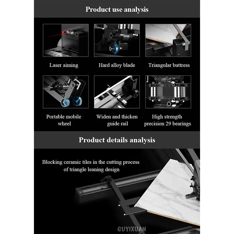 Ручной керамический резак с двойной направляющей, точность высокая, лазерный инструмент для пола.