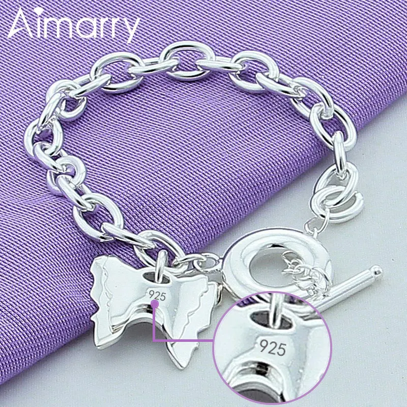 

Aimarry 925 Sterling Silver TO Chain Double Geometry Pendant Bracelet For Women Party Gifts Engagement Wedding Fashion Jewelry