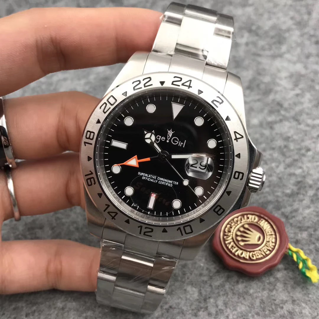 Black 44mm Роскошные брендовые Новые Мужские автоматические механические часы черного и белого цвета из нержавеющей стали сапфировые Diver Limited спортивные GMT часы 40 мм 44 мм - Цвет: Black 44mm