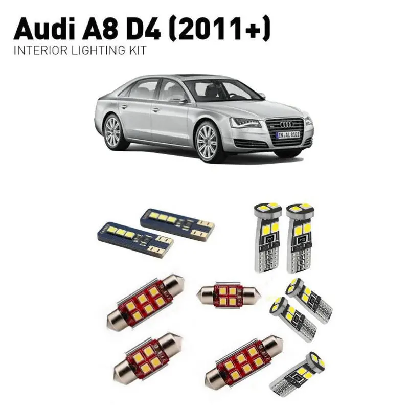 

For Audi a8 d4 2011 2012 6pcs White Canbus Car LED Bulb Reading Ceiling Map Light Interior Kit Door Lamp