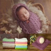 baby newborn photography props blanket wrap wool knitted blanket newborn hat neborn photo prop shoot studio accessories