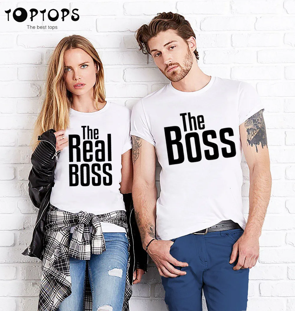 Футболка для пар The Boss Real мужская и женская одежда на День святого Валентина