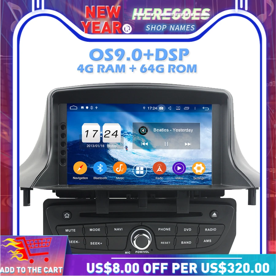 IPS DSP Android 9 0 4G RAM 64G ROM 8 ядерный dvd плеер для автомобиля Wifi luetooth 4 2 RDS радио GPS карта