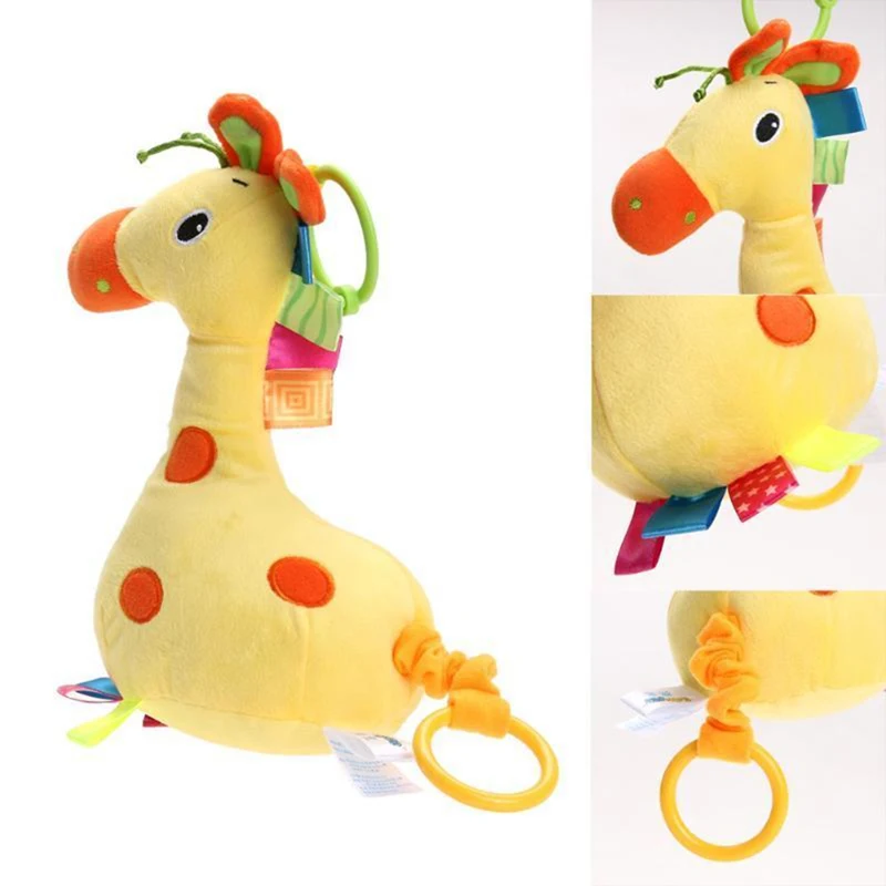 

Toddler Hand Grasp Teether Musical Toy Giraffe Plush Toy Comfort Towel Pull Ring Bed Hanging Plush Doll Playmate Calm Doll Gift