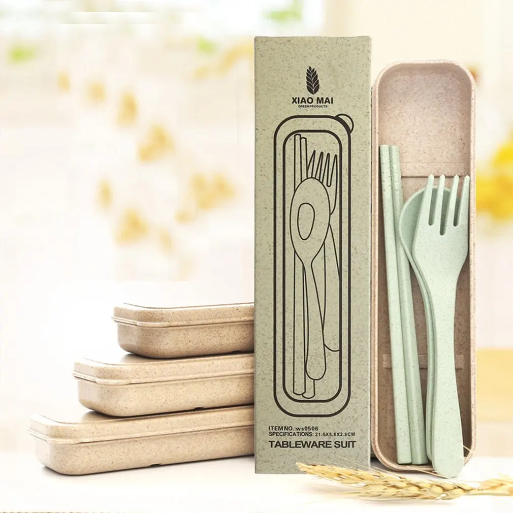 4 цвета пшеничная соломенная Посуда Наборы для кемпинга пикника детский школьный