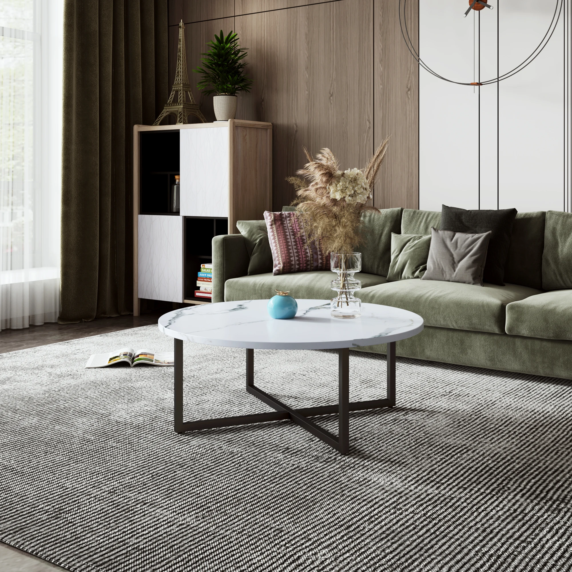 

Household Essentials The countertop imitates red walnut grain metal frame Home Coffee Table