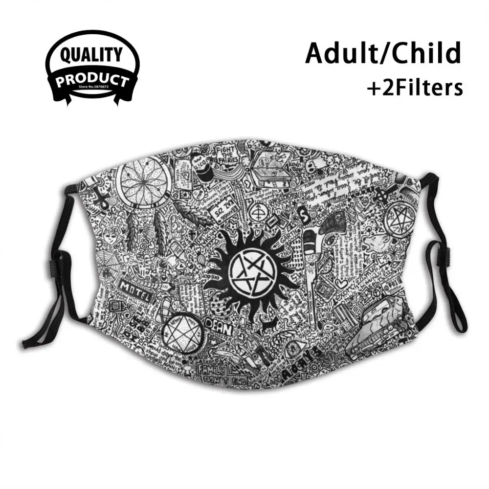 

Противопылевые маски Spnworld с фильтром для детей, девочек, мальчиков, подростков, сверхнатуральные, сверхъестественный мир сверхъестественн...