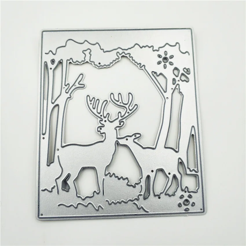 Металлические режущие штампы Ecool срезанные лося и дерево фоторамка скрапбук