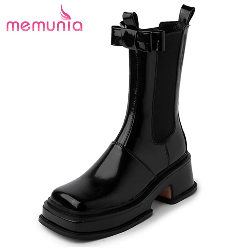 

MEMUNIA 2022 New Arrive Modern Shoes Hot Sale Fashion Ankle Boots Comfortable Women Winter Boots Simple Genuine Leather Boots