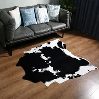 MustHome Area Rug for Living Room Western Decor Faux Cow Hide Rug Black and White Animal Print Faux Fur Rug Carpet for Home