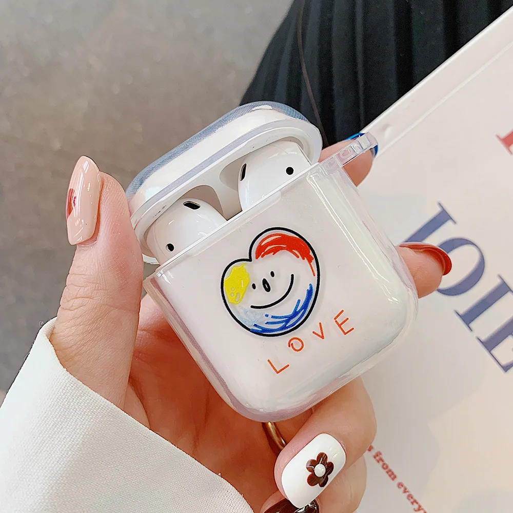 

OULLX Soft TPU Transparent Case for AirPods 1 2 Cute Cartoon Wireless Earphone Charging Box Cover Bag for Apple AirPods