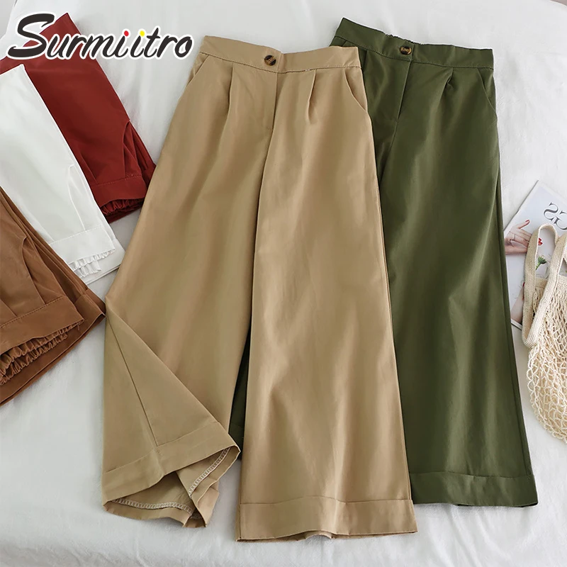 SURMIITRO/корейский стиль Широкие брюки до щиколотки для женщин Коллекция 2022 года