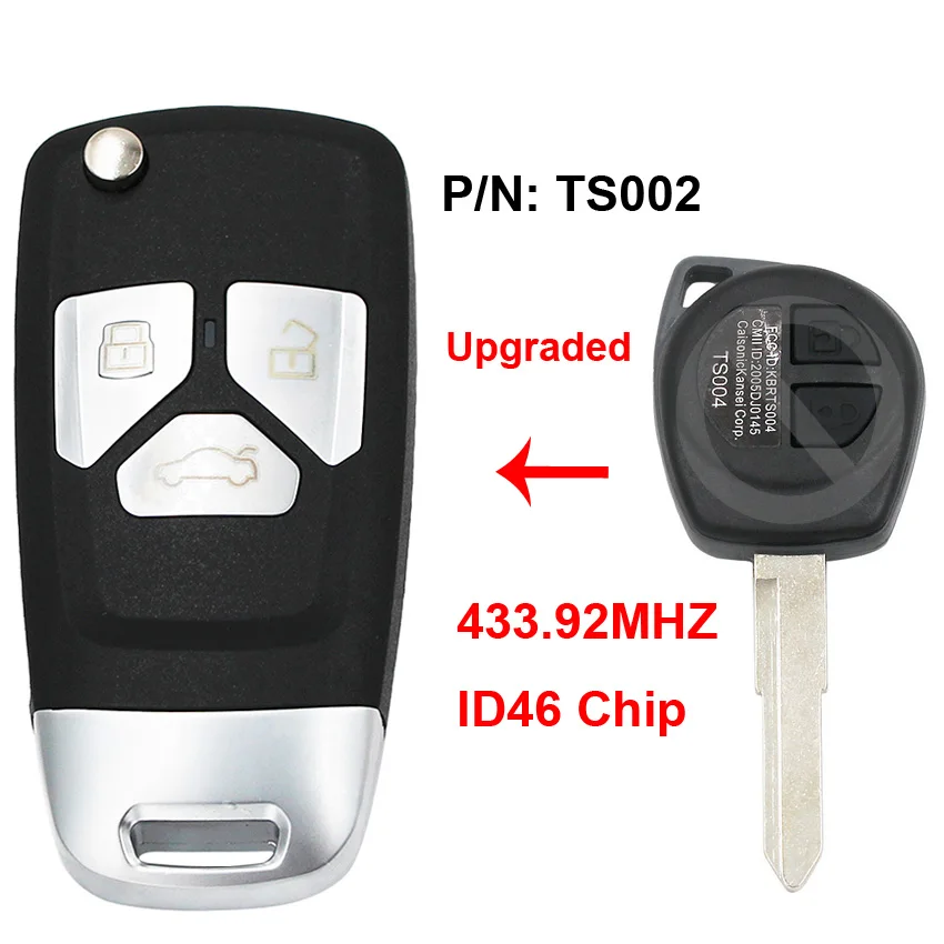 Складной раскладной обновленный дистанционный ключ ASK 433 92 МГц чип ID46 P/N: TS002 для
