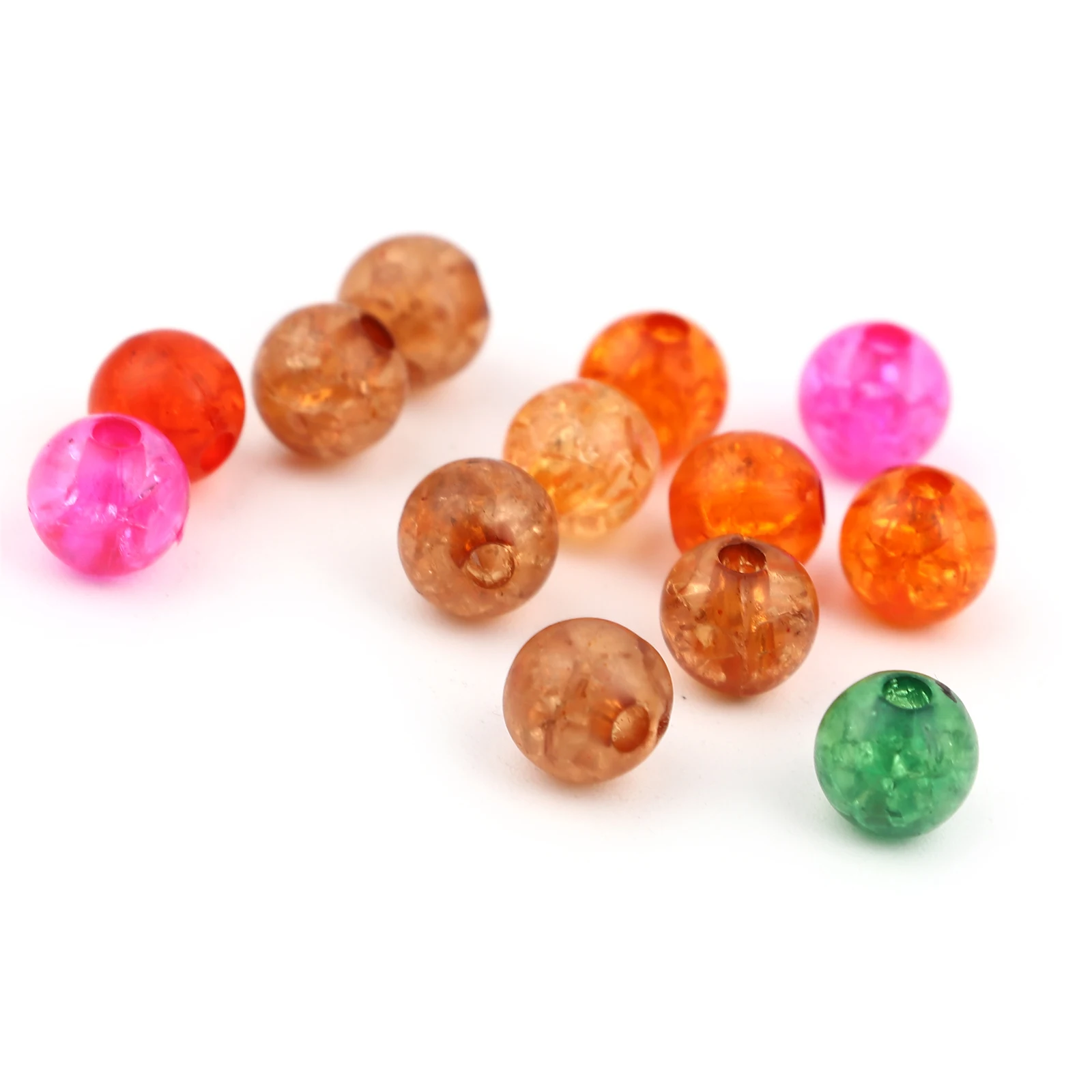 

8mm Acrylic Beads Round At Random Color Crack Pattern With Hole For DIY Making Jewelry Bracelet Craft Loose Spacer Beads,300PCs