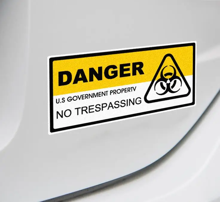 

Danger Biohazard NO TRESPAASING Sticker Vinyl U.S Warning Sign Decal Car styling For Motorcycle Car Vans