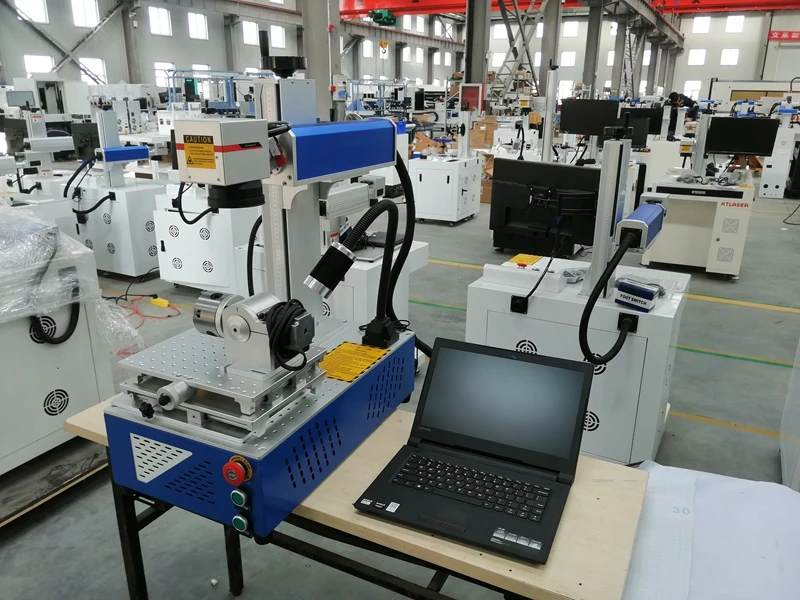 30W fiber laser marking machine metal engraving for symbols Nameplate Dogtag with rotary axis | Инструменты