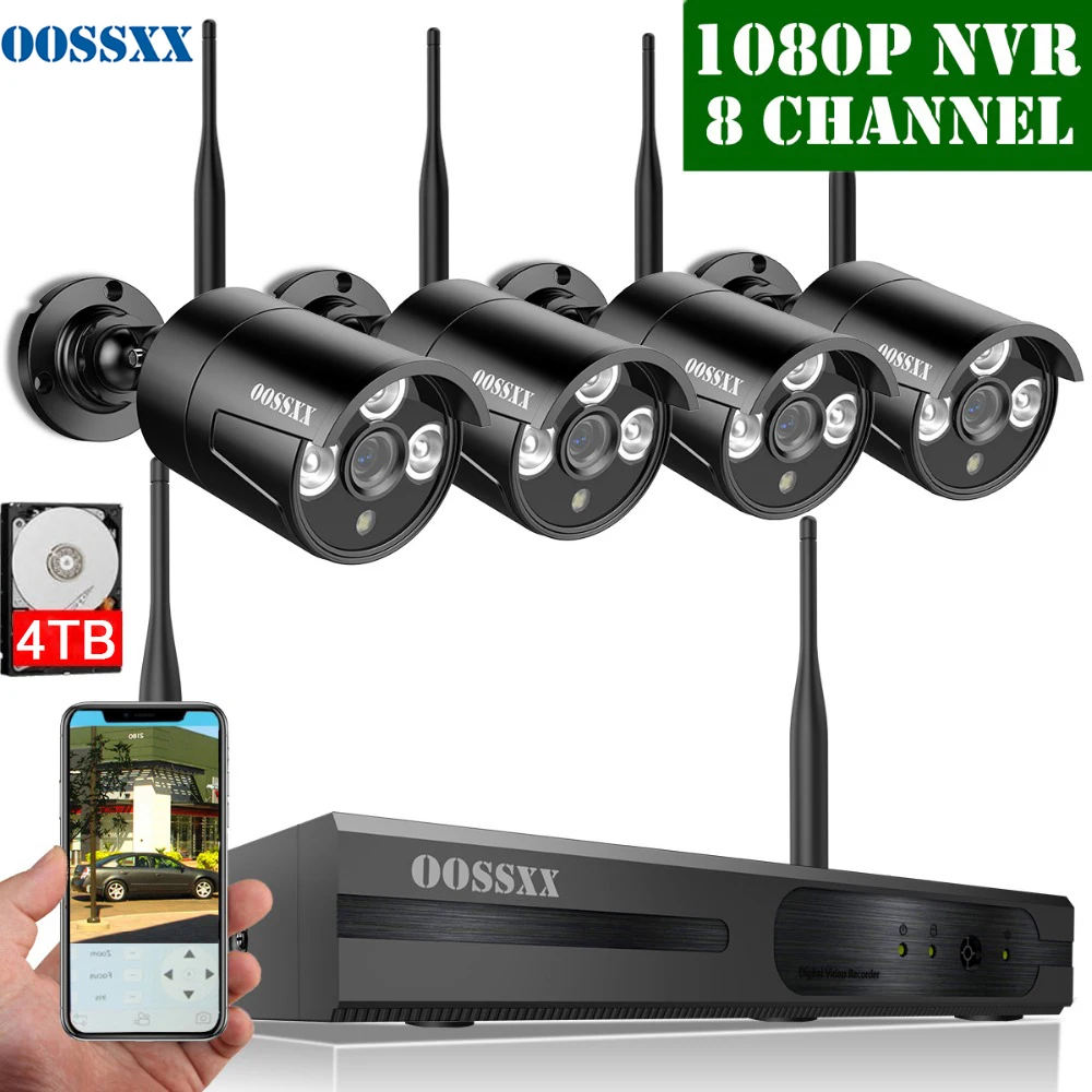 OOSSXX 8CH 1080 P Беспроводной NVR Kit Беспроводной CCTV Камера Системы 1MP для дома и улицы IP67 IP Камера P2P видеонаблюдение Системы