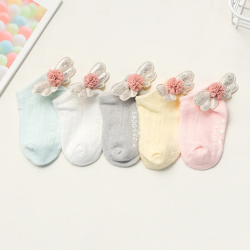 Girls Baby Socks Thin Cotton With Wings Non-slip Newborn Children | Детская одежда и обувь