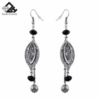 fashion dangle earrings leaf environmentally friendly materials crystal beads earrings for women