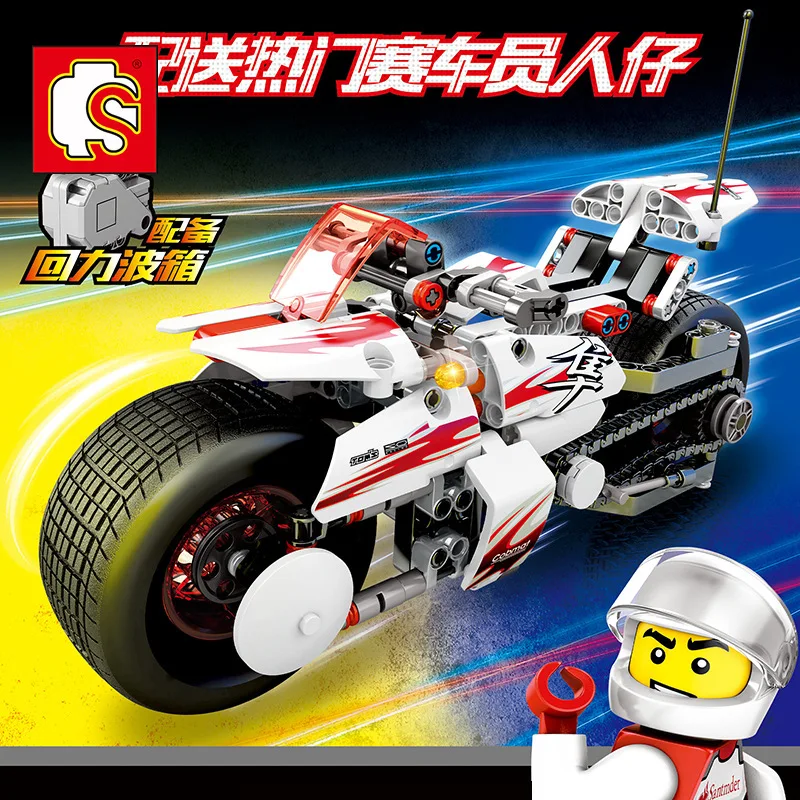 

SEMBO City Technic Motorcycle Car Model Assembled Building Blocks Pull Back Motorbike Action Figure Toy DIY Educational Bricks