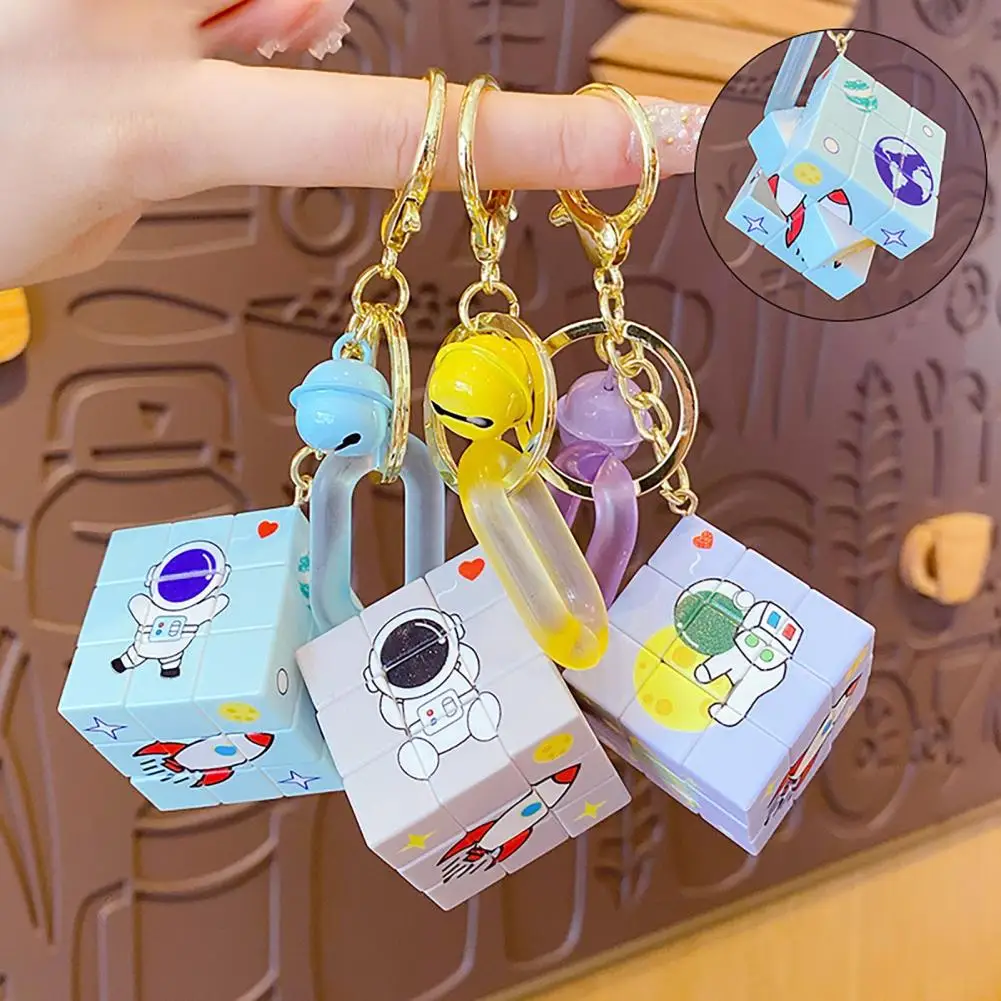 creative gifts lightweight cartoon astronaut cube backpack key ring phone accessories free global shipping