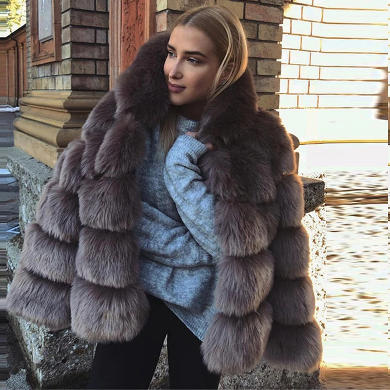 Faux Fur Coat 2022 Women Winter Jacket Thick Plus Size Long Sleeves Warm Clothing