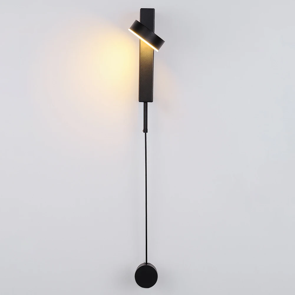 

LED Wall Light Nordic Style Bedroom Restaurant Knob Switch Home Decor Hotel Modern Balcony Rotation Dimming Sconces Living Room