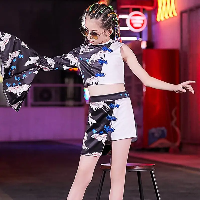 

Girls HipHop Practice Clothes Jazz Costumes For Chinese Style Model Catwalk Stage Show Clothing Kids Street Dancewear