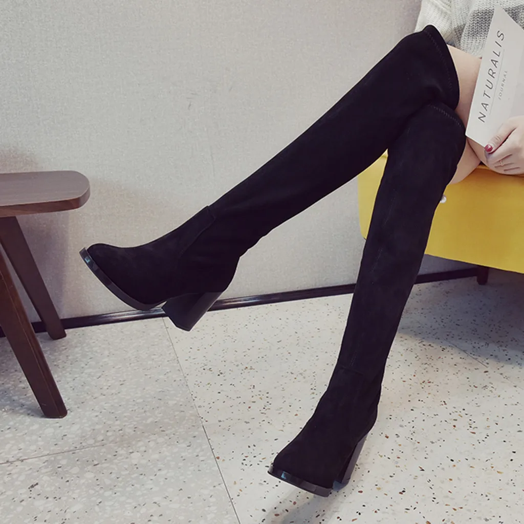 Пикантные Сапоги выше колена на шнуровке женские сапоги женская замшевая обувь