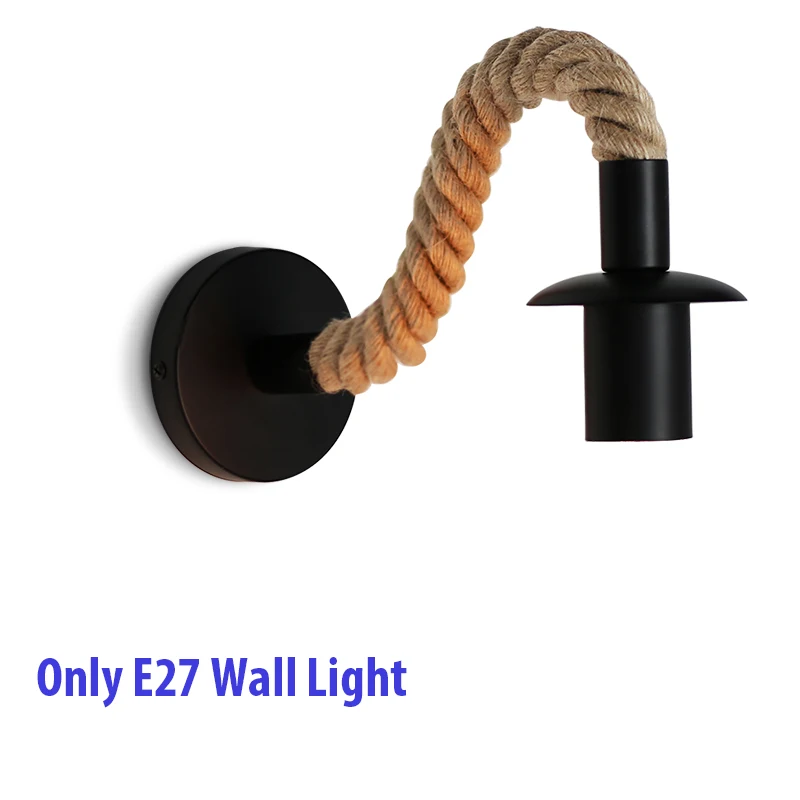 

Винтажный Настенный Светильник E27 В Стиле Ретро С Веревочным Абажуром Для Ванной, Гостиной, Коридора, Прикроватного Декора