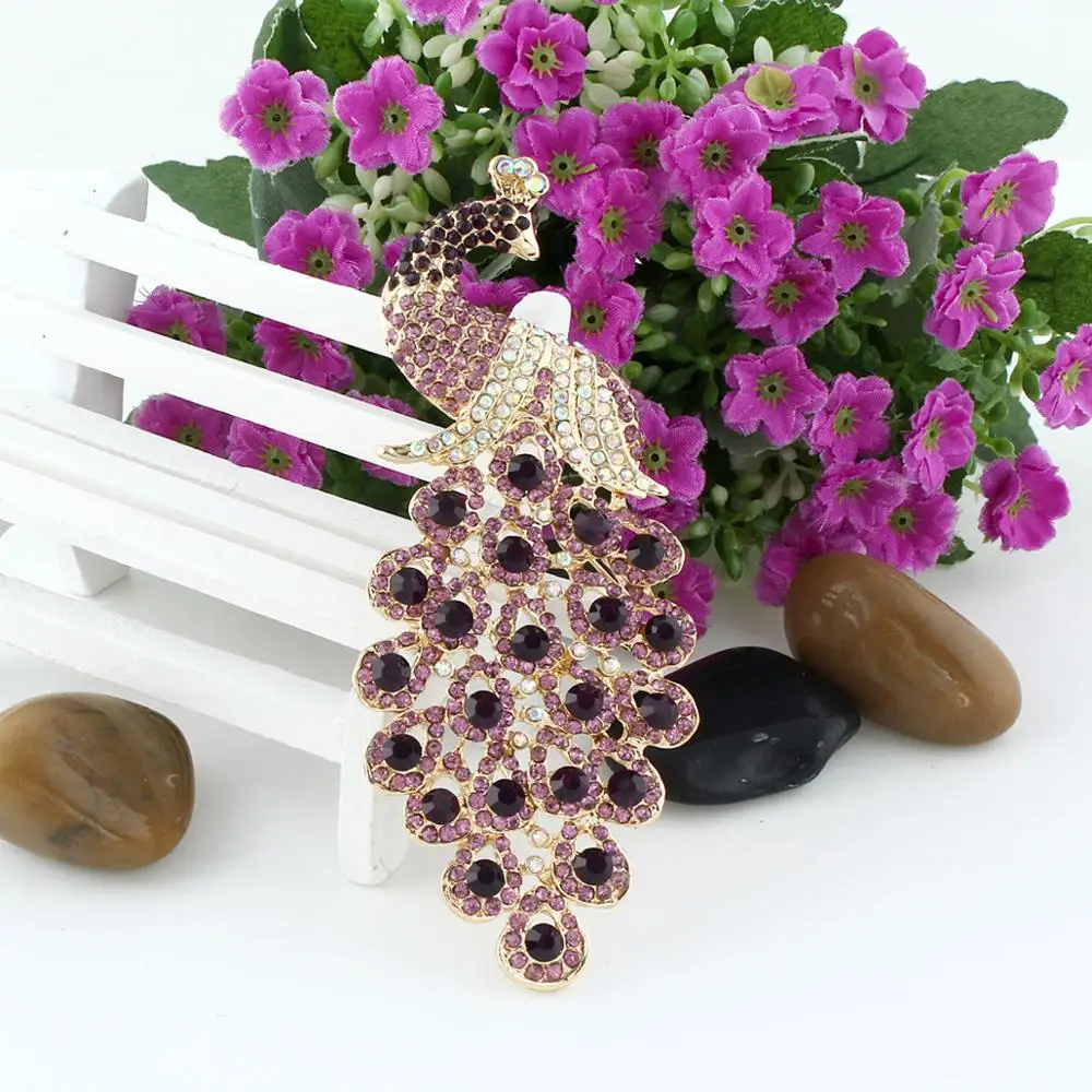 Tuliper брошь женская булавка в виде животного роскошный павлин кулон кристалл