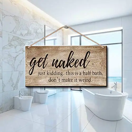 Деревянный подвесной знак Puernash 6x12 дюймов, Настенный декор для ванной комнаты, забавное сельское фермерское украшение, подарки на новоселье, 12x6