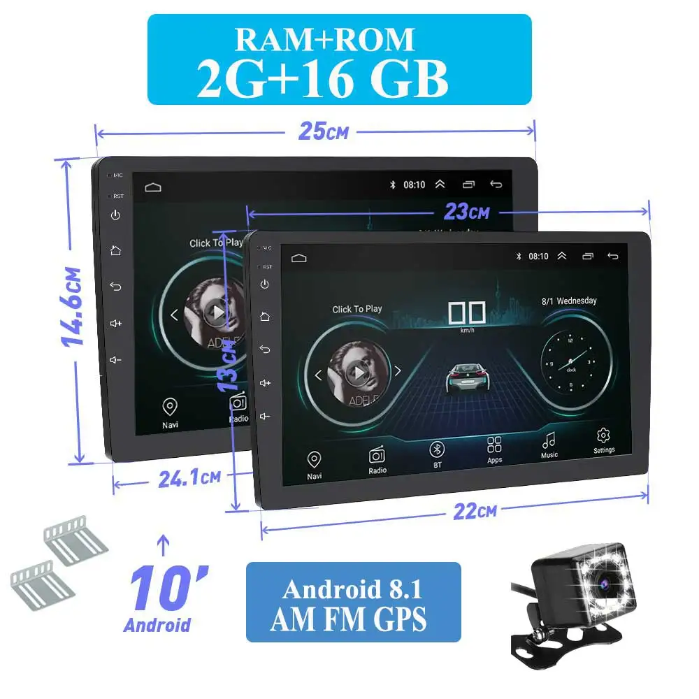 10 android 8 cam Android 9 gps навигация Авторадио 2+ 16 Гб мультимедийный плеер Bluetooth DSP FM AM 3g wifi OBD2 Универсальный 2Din автомобильный Радио для ford - Цвет: 10 android 8 cam