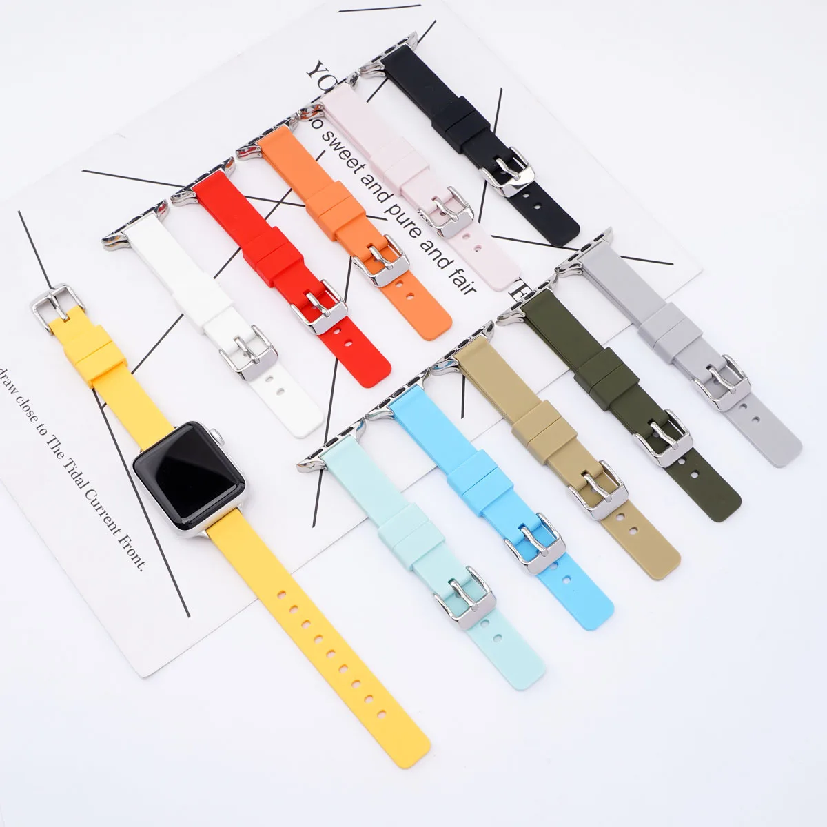 

40mm 44mm Small Waist Silicone Watchband for iWatch 1 2 3 4 5 6 Fashion and Simplicity Apple Watch Band