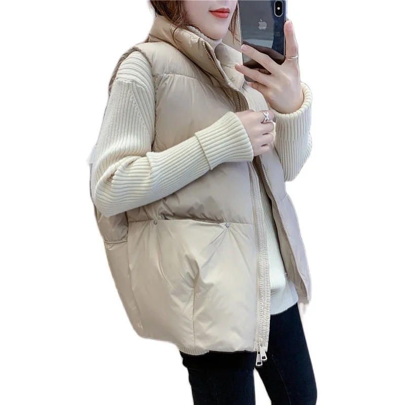 

White Duck Down Jacke Women's Short Loose and Light Down Jacket Vest Vest