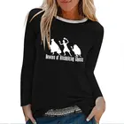 Женская футболка с длинным рукавом, круглым вырезом и принтом призраков