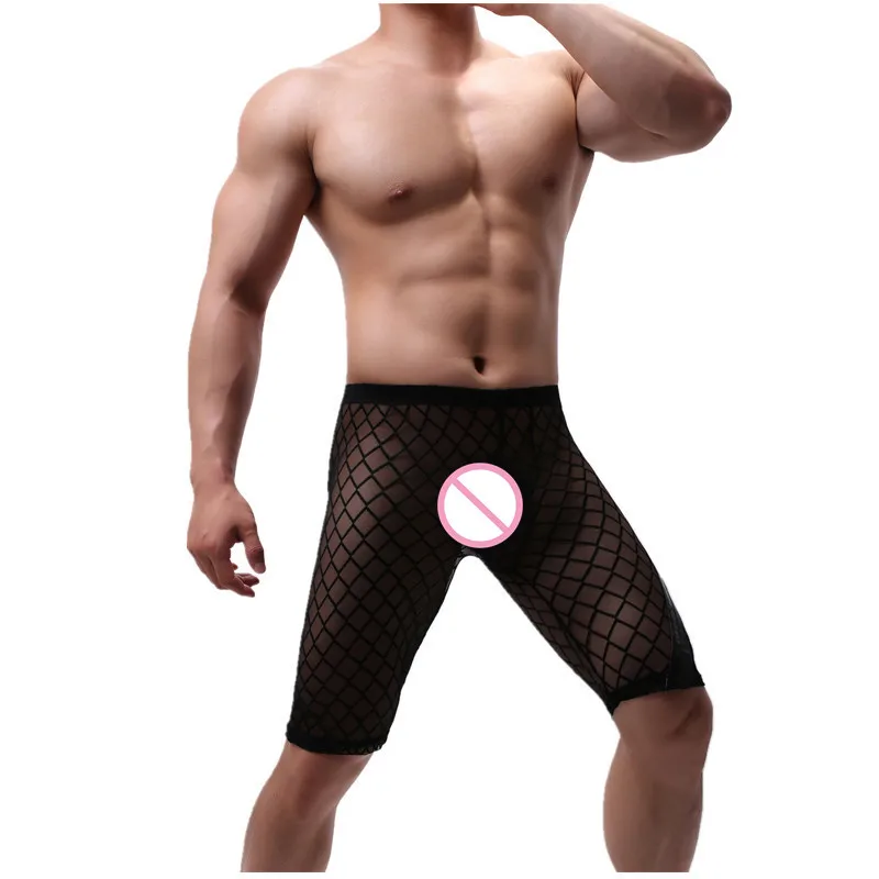 Бриджи мужские средней длины шорты-боксеры прозрачные штаны сексуальные