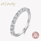 Ailmay 100% Стерлинговое Серебро 925 пробы геометрический дизайн круглые и квадратные сверкающие циркониевые штабелируемые кольца на палец для женщин ювелирные изделия