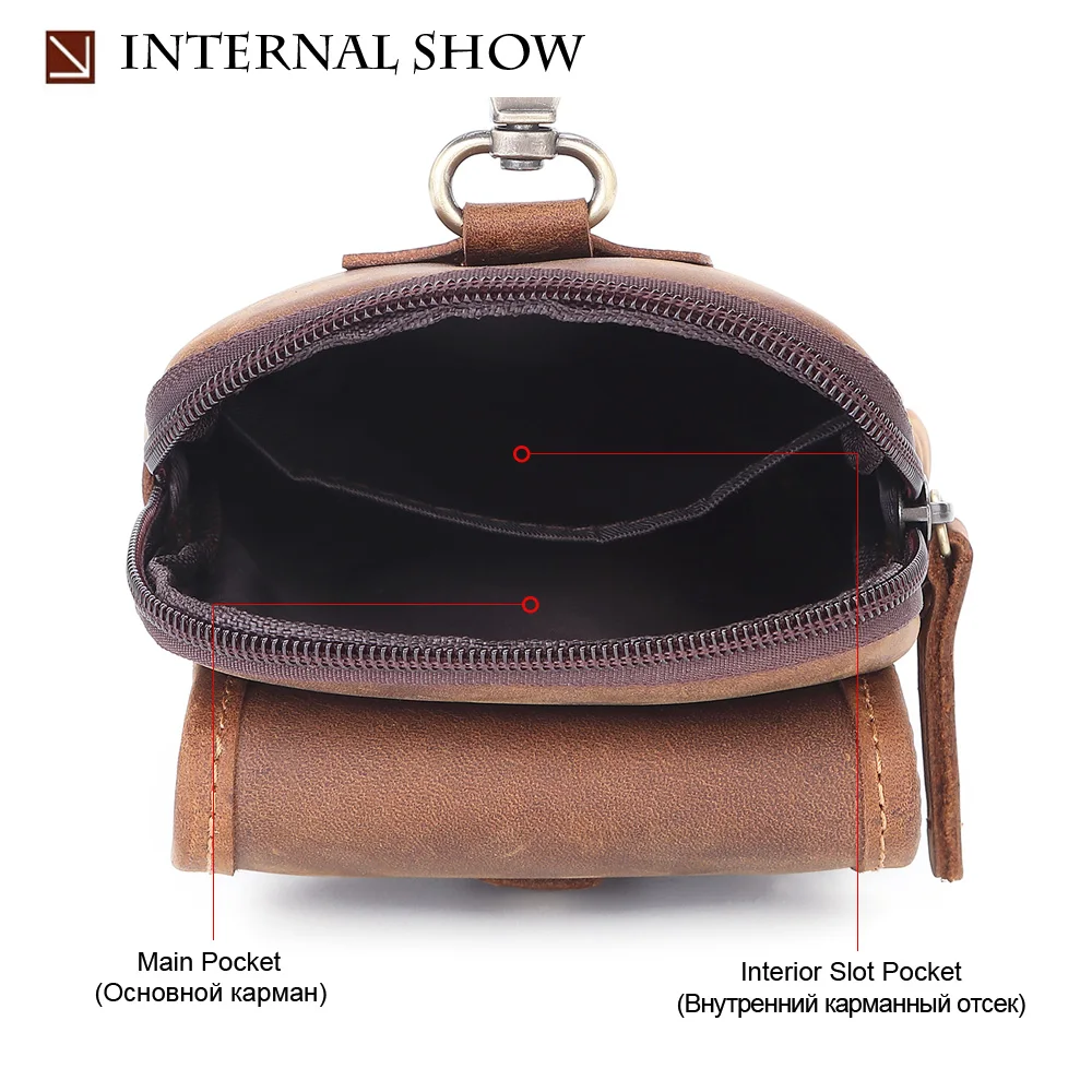 MISFITS genuine leather waist packs men vintage travel fanny pack with passport holder belt phone bag for Man small hook bum | Багаж и