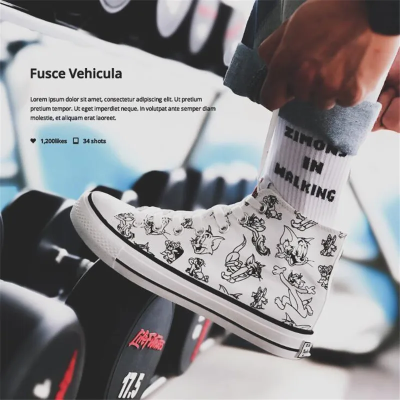 Anime Pikachu Pokemon Cartoon Plimsolls Cosplay Canvas Shoes Caricature Fashion Student Dunk High Black White Scrawl Board Shoes