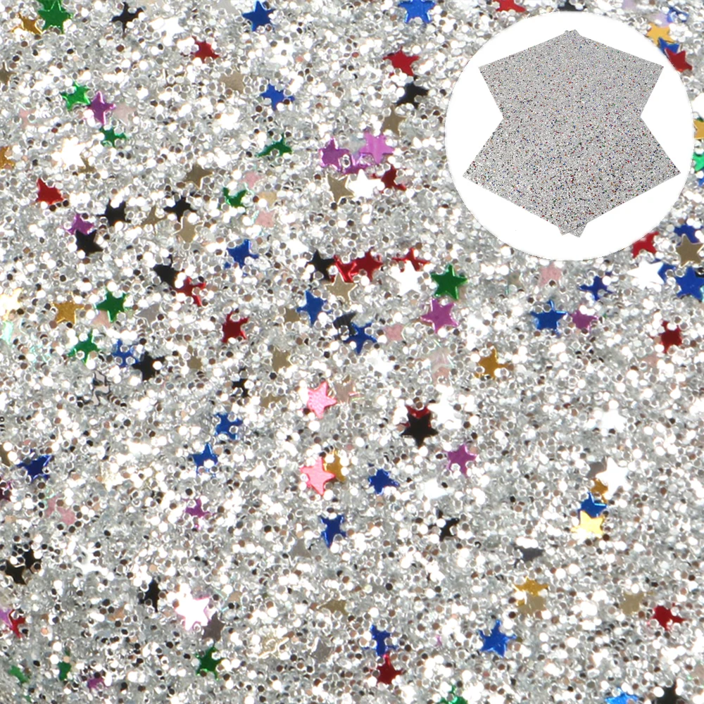 

30*140cm Star Sequins Glitter Synthetic Leather Fabrics for Patchwork Hair Bow Bow-knot Bags Leatherette DIY Projects,1Yc7813
