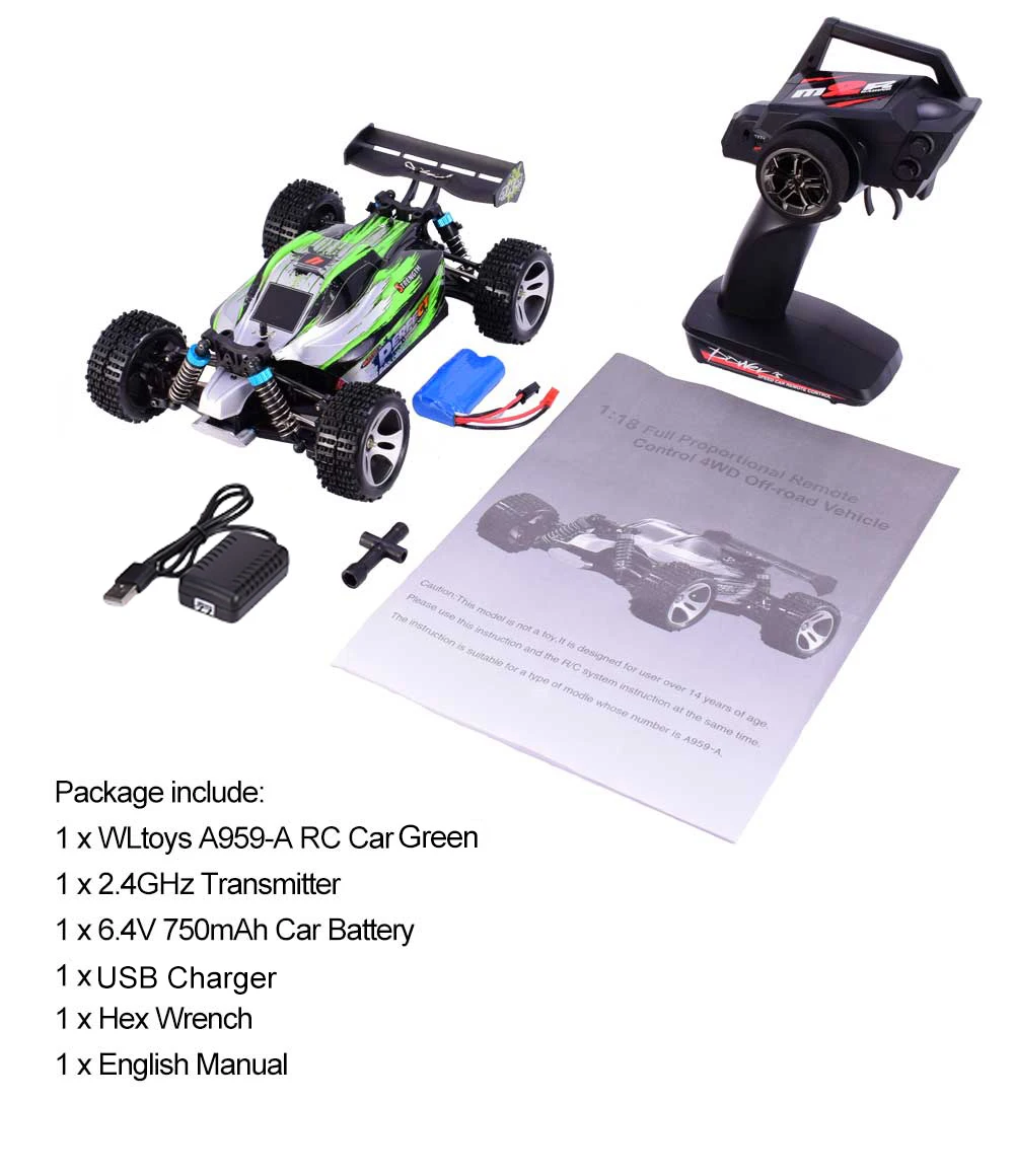 Wltoys A959-A 2,4G 1/18 4WD 35 км/ч гоночный автомобиль Высокая скорость ударопрочный внедорожник RC автомобиль игрушки подарок